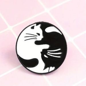 3/$15 Yin Yang Enamel Cat Pin Brooch
